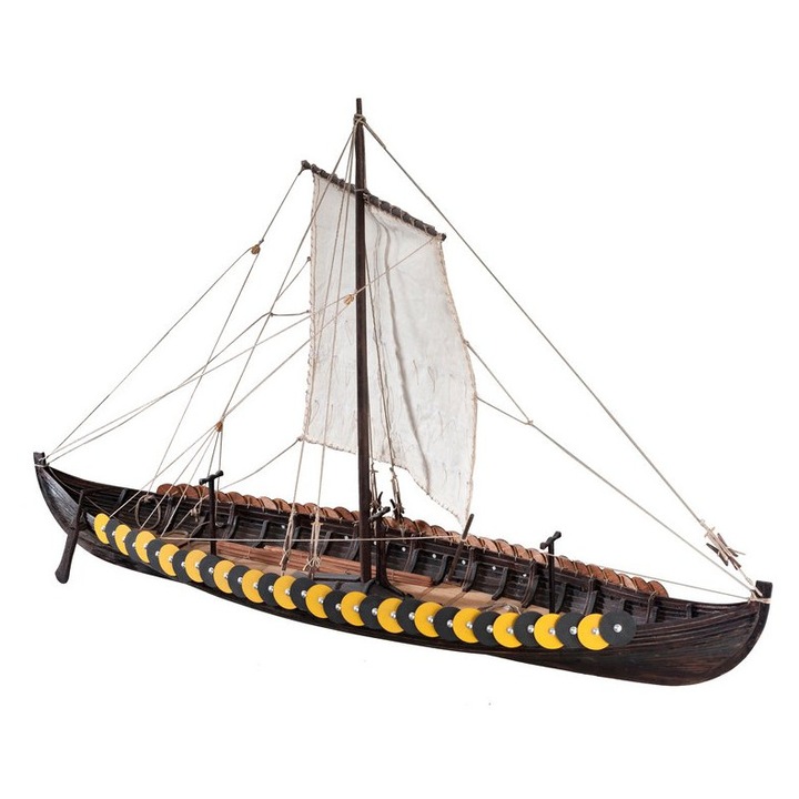 Kit de construit barca din lemn cu panze Viking Gokstad, Scara 1:35, 14+