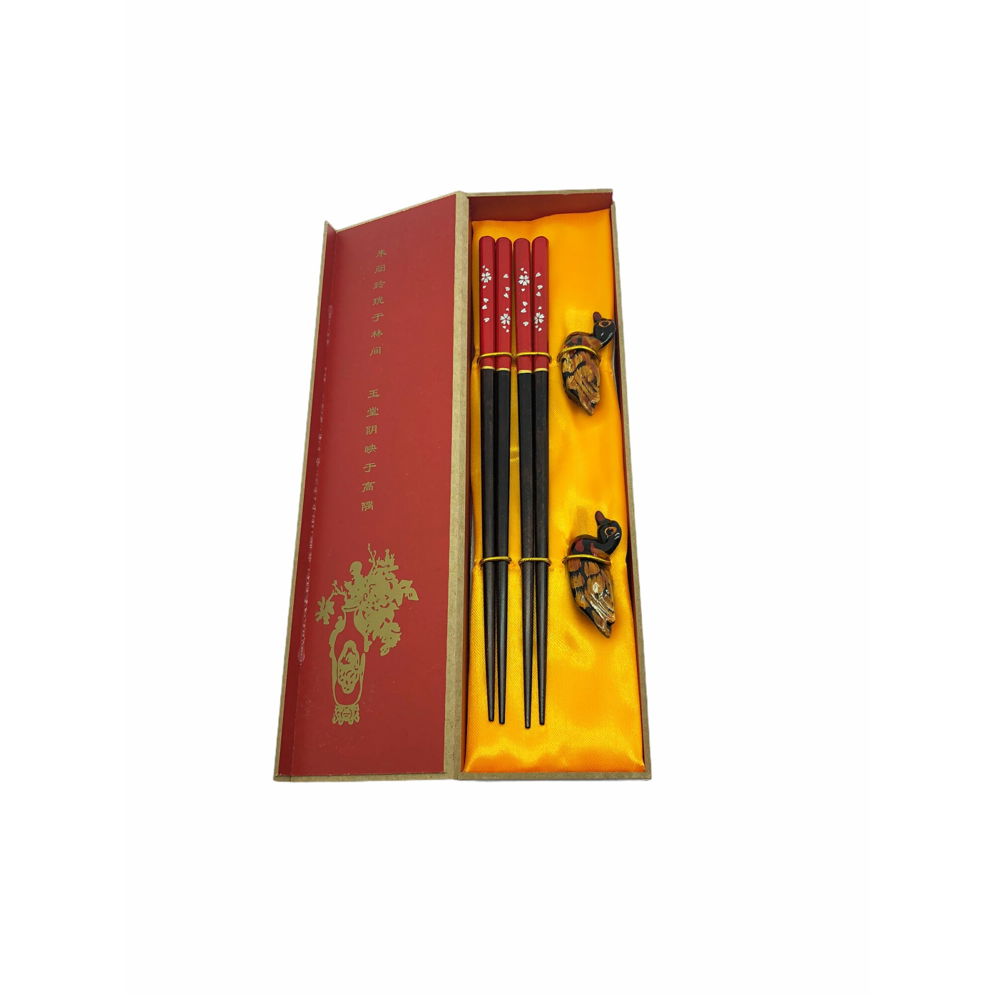 Set 2 betisoare chinezesti profesionale, Bambus, Atelier, Negru/Rosu, 23cm