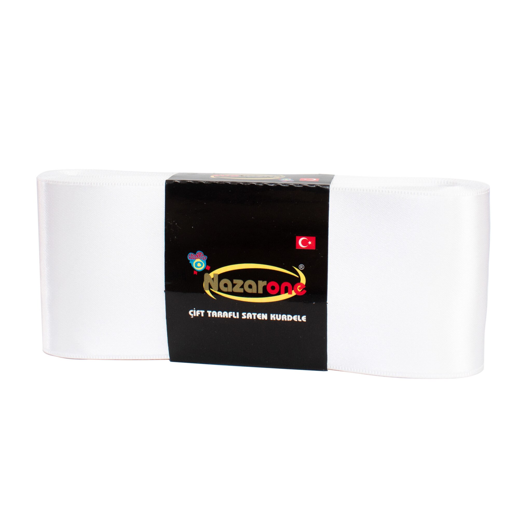 Rola panglica satinata, fata dubla, lungime 10m, latime 6 cm, poliester, culoare alb