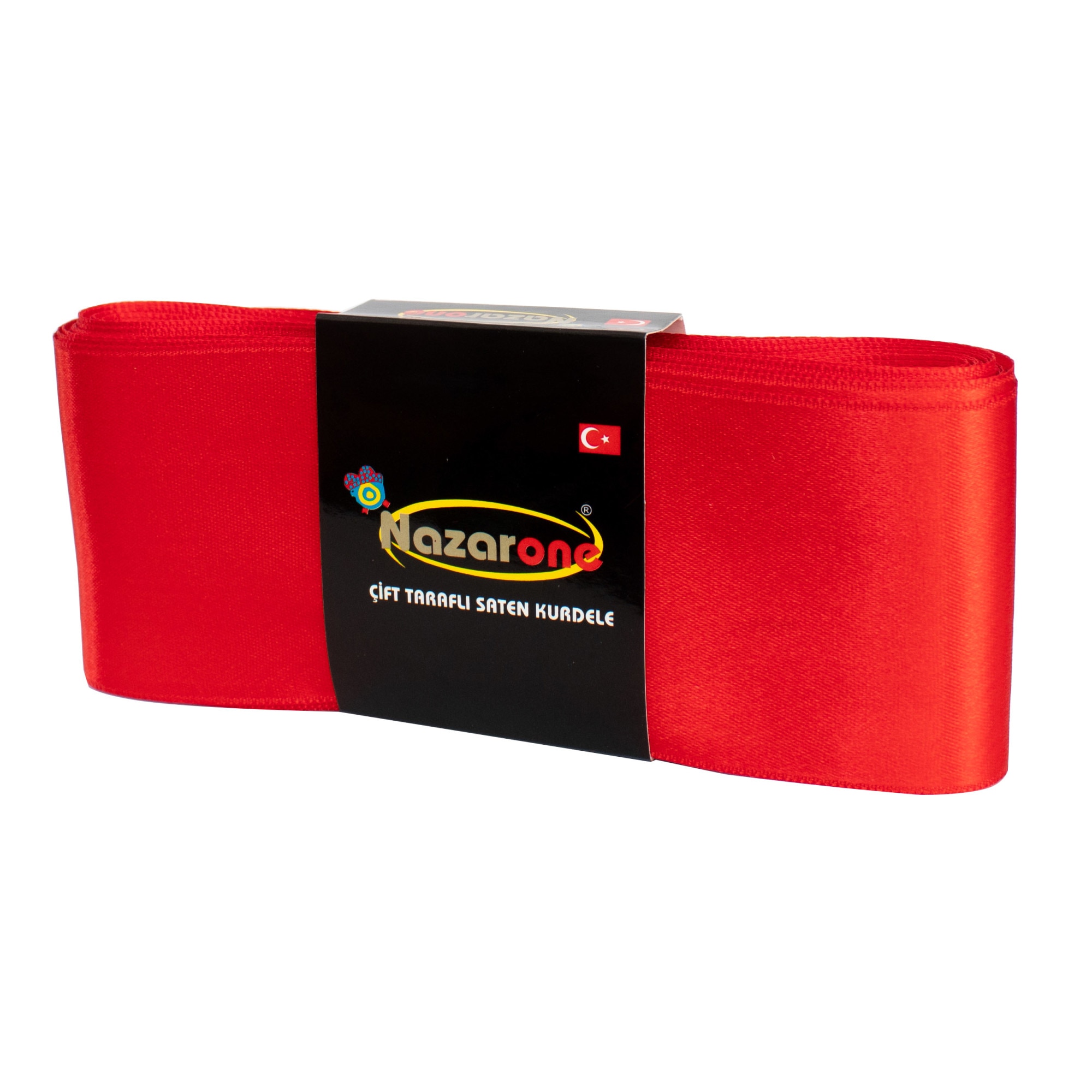 Rola panglica satinata, fata dubla, lungime 10m, latime 6 cm, poliester, culoare rosu,