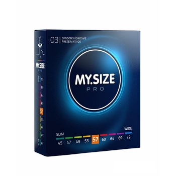 Prezervative premium My Size PRO, subtiri si rezistente, marime 57mm, 1 cutie x 3 buc Prezervative premium My Size PRO, subtiri si rezistente, marime 57mm, 1 cutie x 3 buc