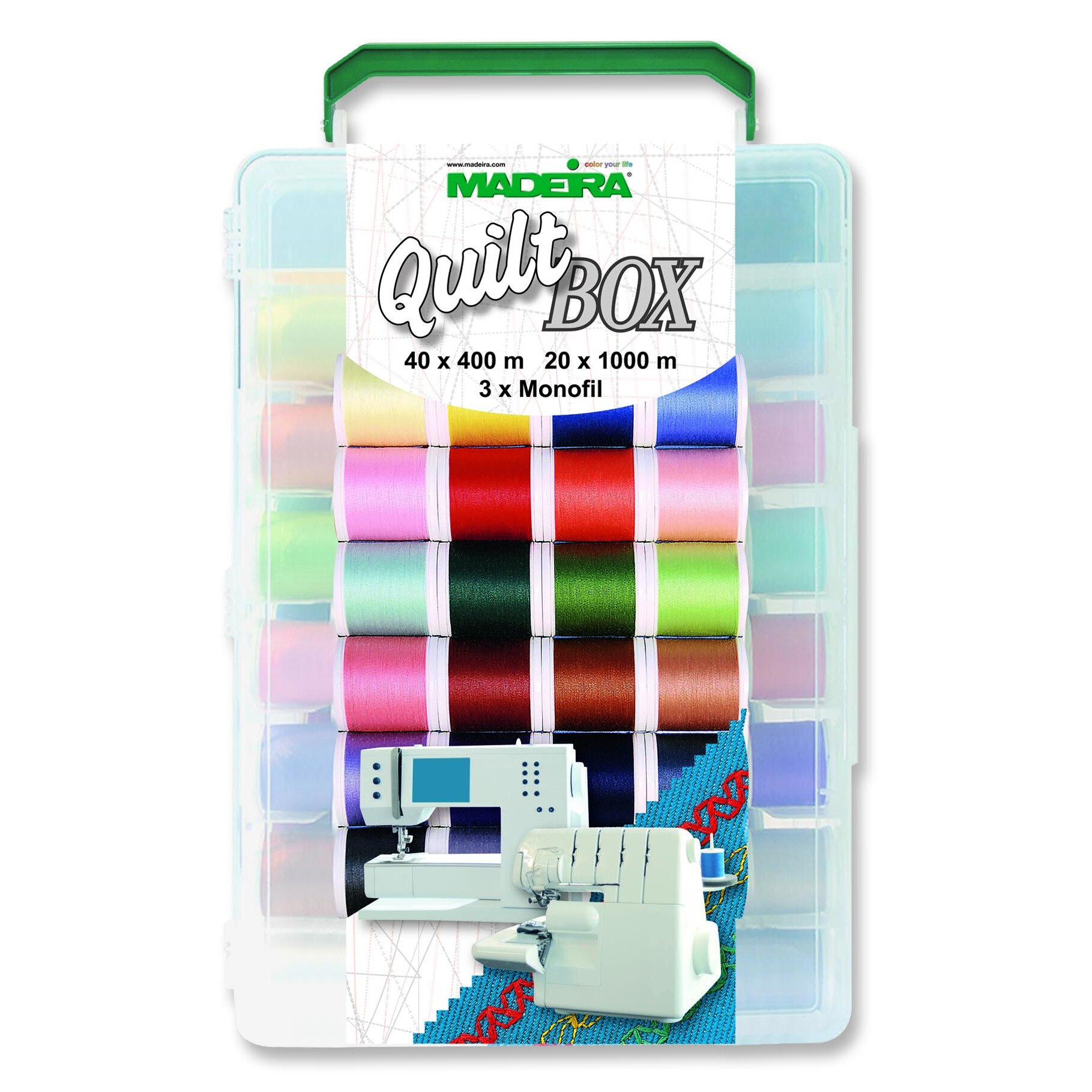 Softbox cu ata de cusut Aerofil Madeira 8062, 63 papiote, finete 120, 100% poliester