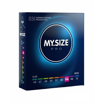 Prezervative premium My Size PRO, subtiri si rezistente, marime 64mm, 1 cutie x 3 buc Prezervative premium My Size PRO, subtiri si rezistente, marime 64mm, 1 cutie x 3 buc