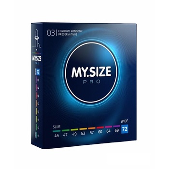 Prezervative premium My Size PRO, subtiri si rezistente, marime 72mm, 1 cutie x 3 buc Prezervative premium My Size PRO, subtiri si rezistente, marime 72mm, 1 cutie x 3 buc