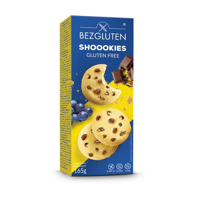 Biscuiti fara gluten cu ciocolata si stafide, Bezgluten,165 g