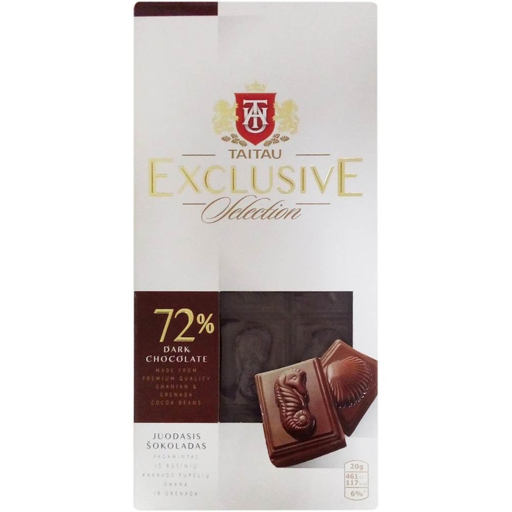 Ciocolata Neagra Taitau Exclusive, 72% Cacao, 100 g