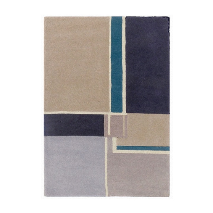 Covor, Bedora, Sea, 200x300 cm, 100% lana, albastru, finisat manual