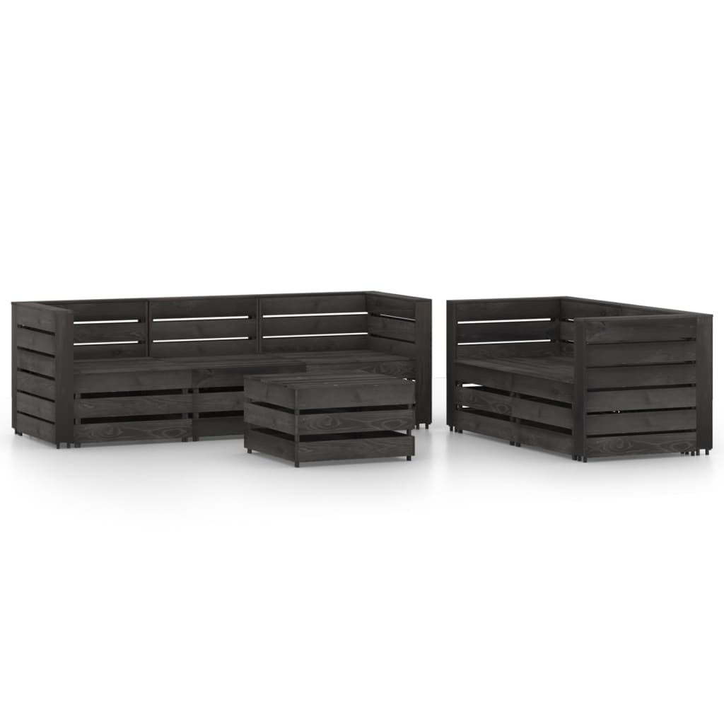 Set mobilier gradina 2 canapele din paleti 6 piese canapea cu masuta cafea, vidaXL, Lemn de pin tratat, Gri