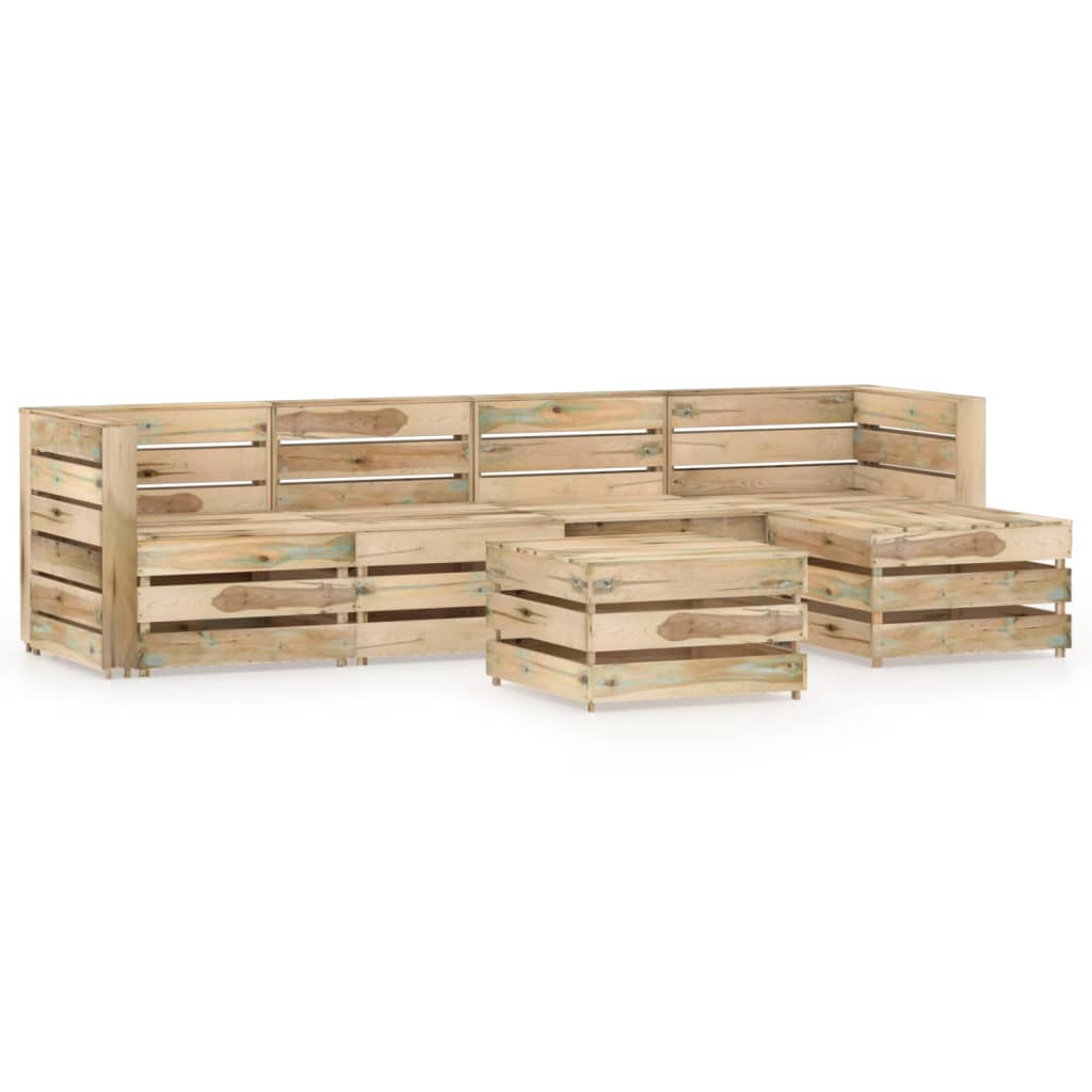 Set mobilier gradina canapea din paleti 6 piese canapea cu masuta cafea, vidaXL, Lemn de pin tratat, Maro