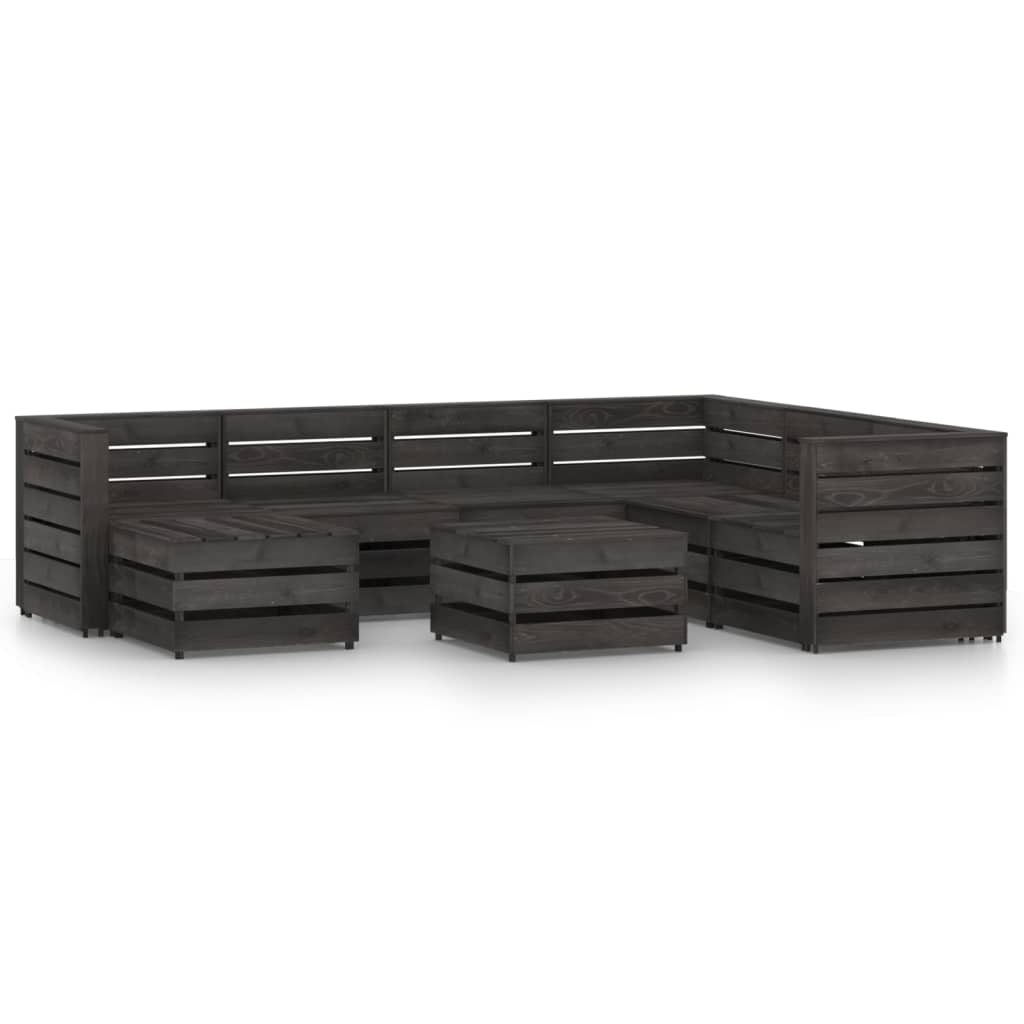 Set mobilier de gradina 8 piese canapea cu masuta, vidaXL, Lemn de pin tratat, Gri inchis
