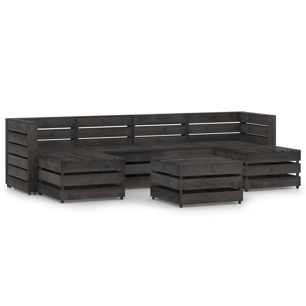 Set mobilier de gradina 7 piese, vidaXL, Lemn de pin tratat, Gri inchis