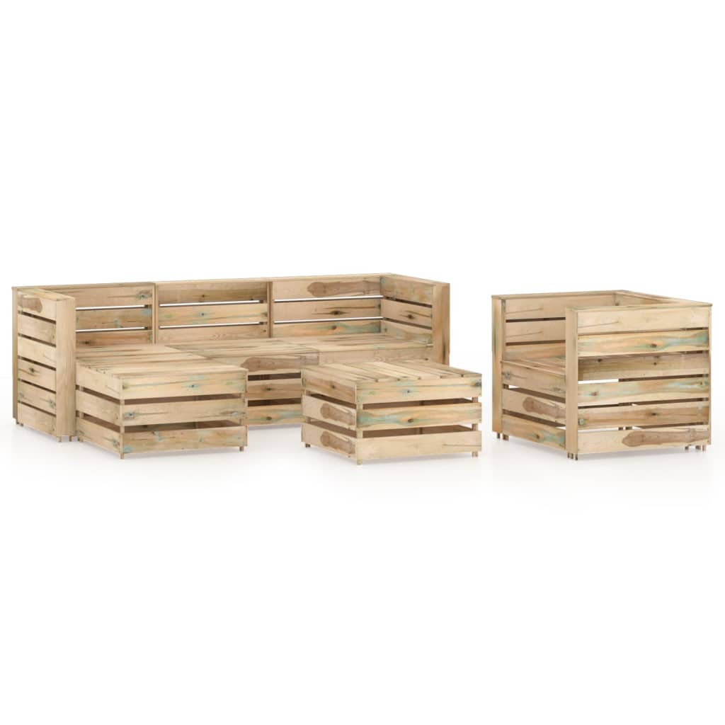 Set mobilier de gradina 6 piese canapea fotoliu si masuta cafea, vidaXL, Lemn de pin tratat, Maro