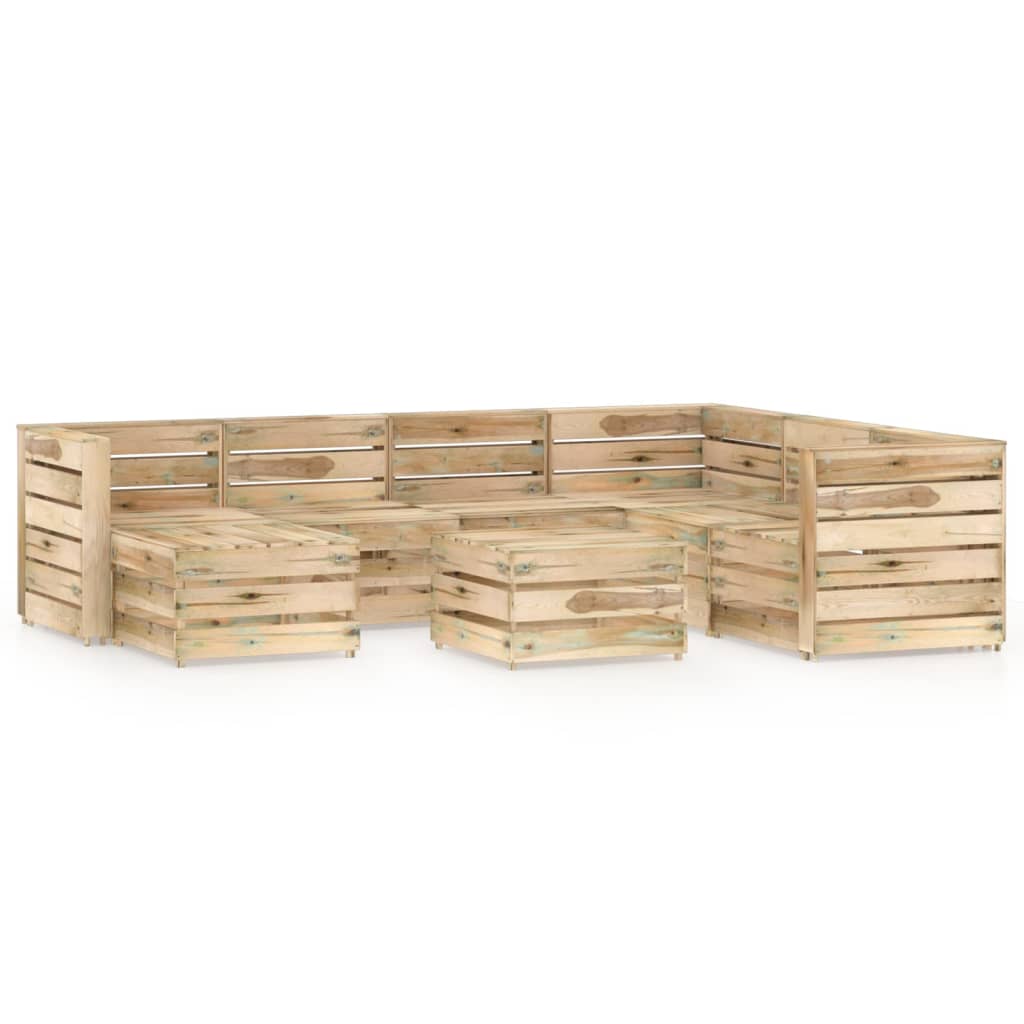 Set mobilier de gradina 8 piese canapea cu masuta, vidaXL, Lemn de pin tratat, Maro