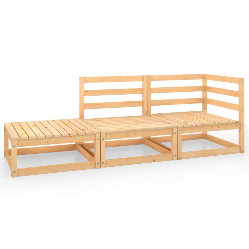 Set mobilier gradina 3 piese canapea cu taburet/masuta, vidaXL, Lemn masiv de pin, Maro miere