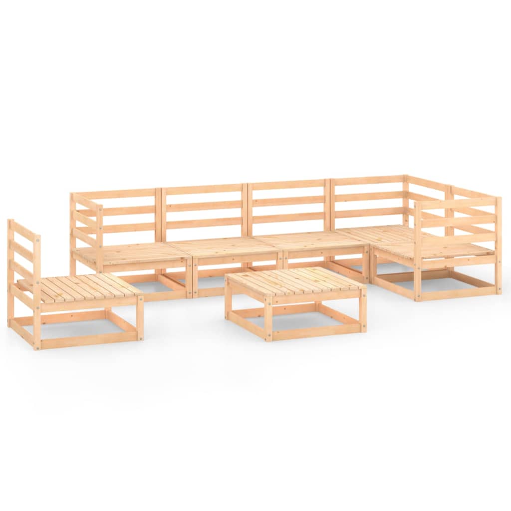 Set mobilier gradina 7 piese canapea cu fotoliu si masuta, vidaXL, Lemn masiv de pin, Maro miere
