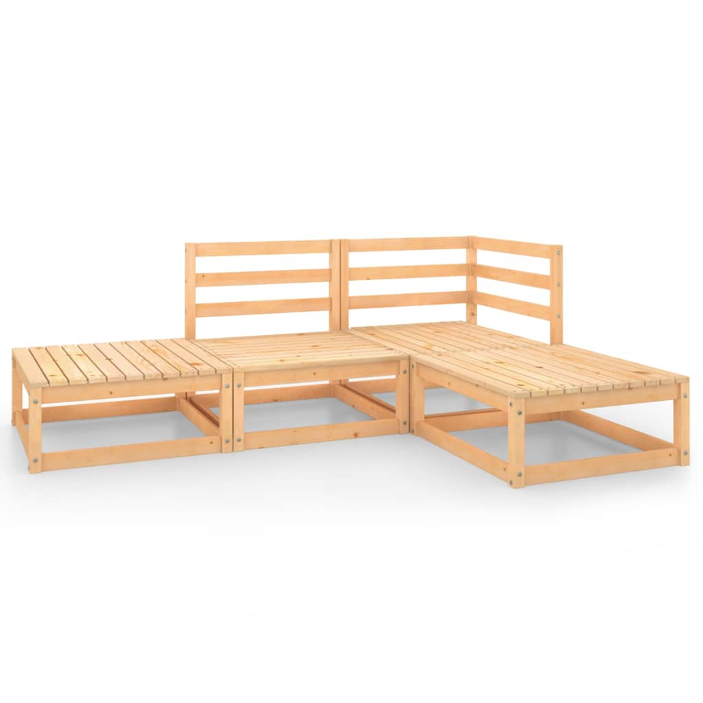 Set mobilier gradina 4 piese canapea L cu taburet/masuta, vidaXL, Lemn masiv de pin, Maro miere