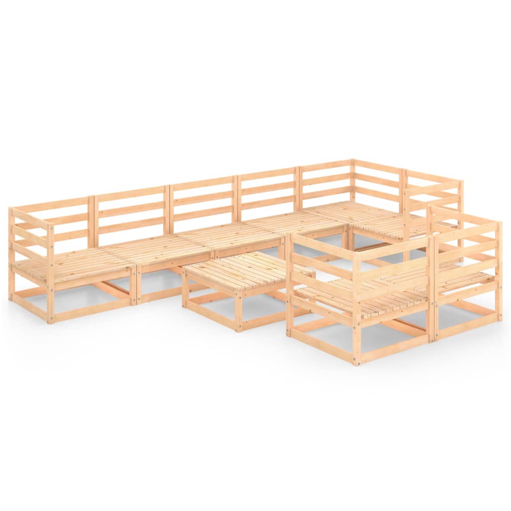 Set mobilier gradina 9 piese 2 canapele cu masuta cafea, vidaXL, Lemn masiv de pin, Maro deschis