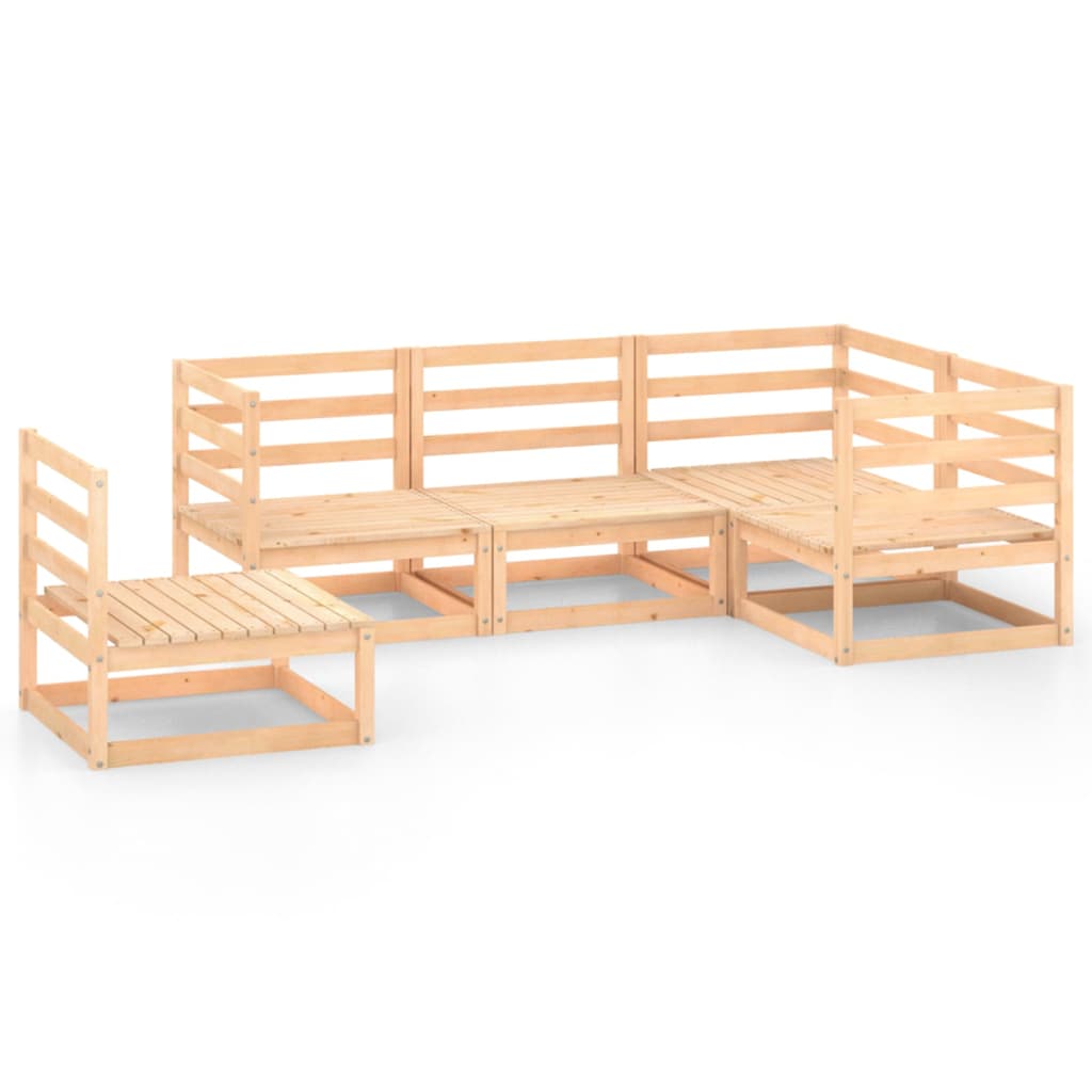 Set mobilier gradina 5 piese canapea cu fotoliu, vidaXL, Lemn masiv de pin, Maro miere
