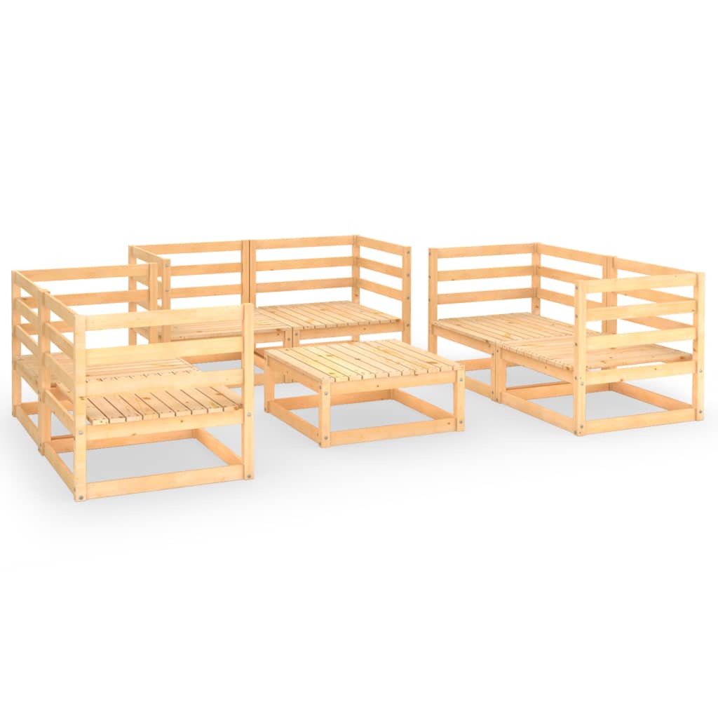 Set mobilier gradina 7 piese set 3 canapele cu masuta, vidaXL, Lemn masiv pin, Maro miere