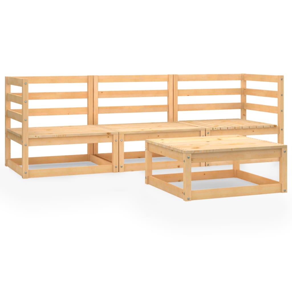 Set mobilier gradina 4 piese canapea cu masuta, vidaXL, Lemn masiv pin, Maro miere