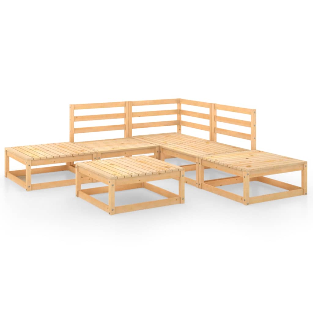 Set mobilier gradina 5 piese canapea L cu masuta, vidaXL, Lemn masiv de pin, Maro miere