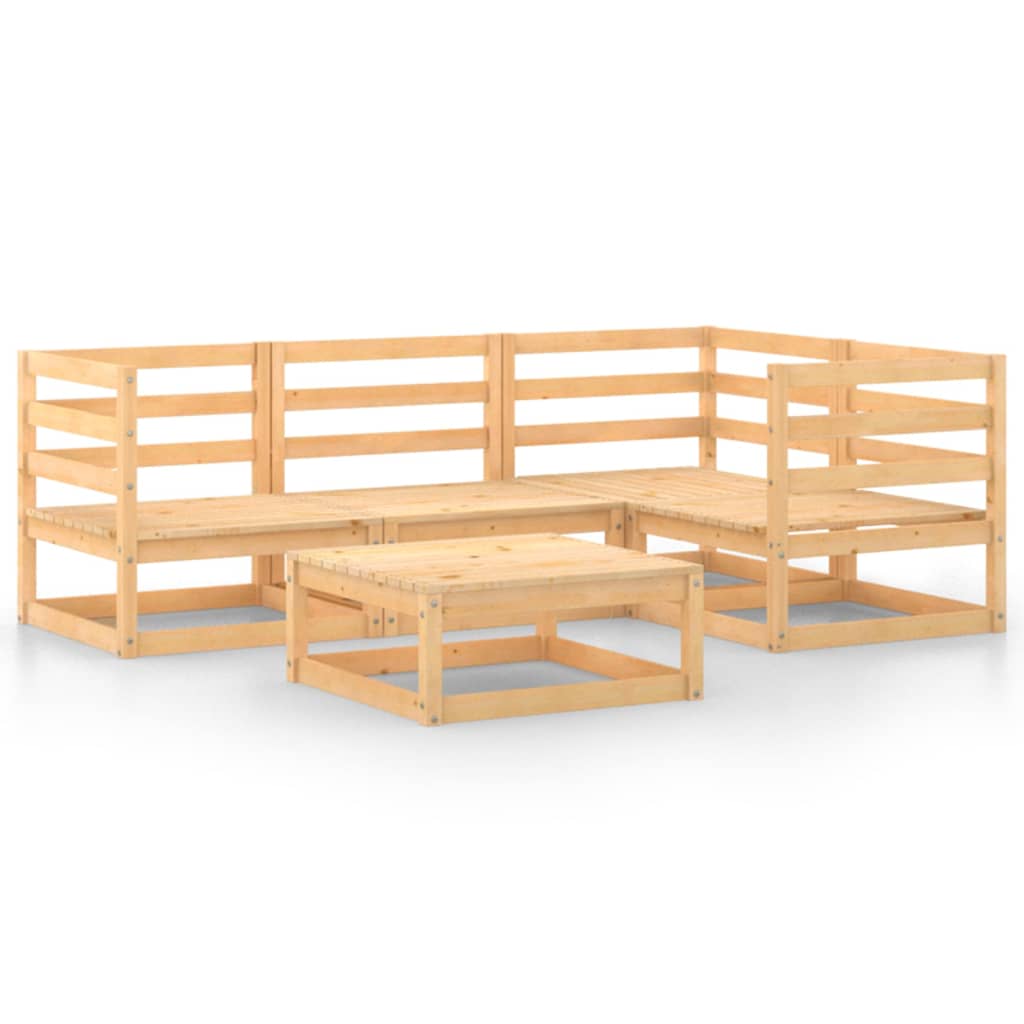 Set mobilier gradina 5 piese canapea cu masuta, vidaXL, Lemn masiv de pin, Maro miere