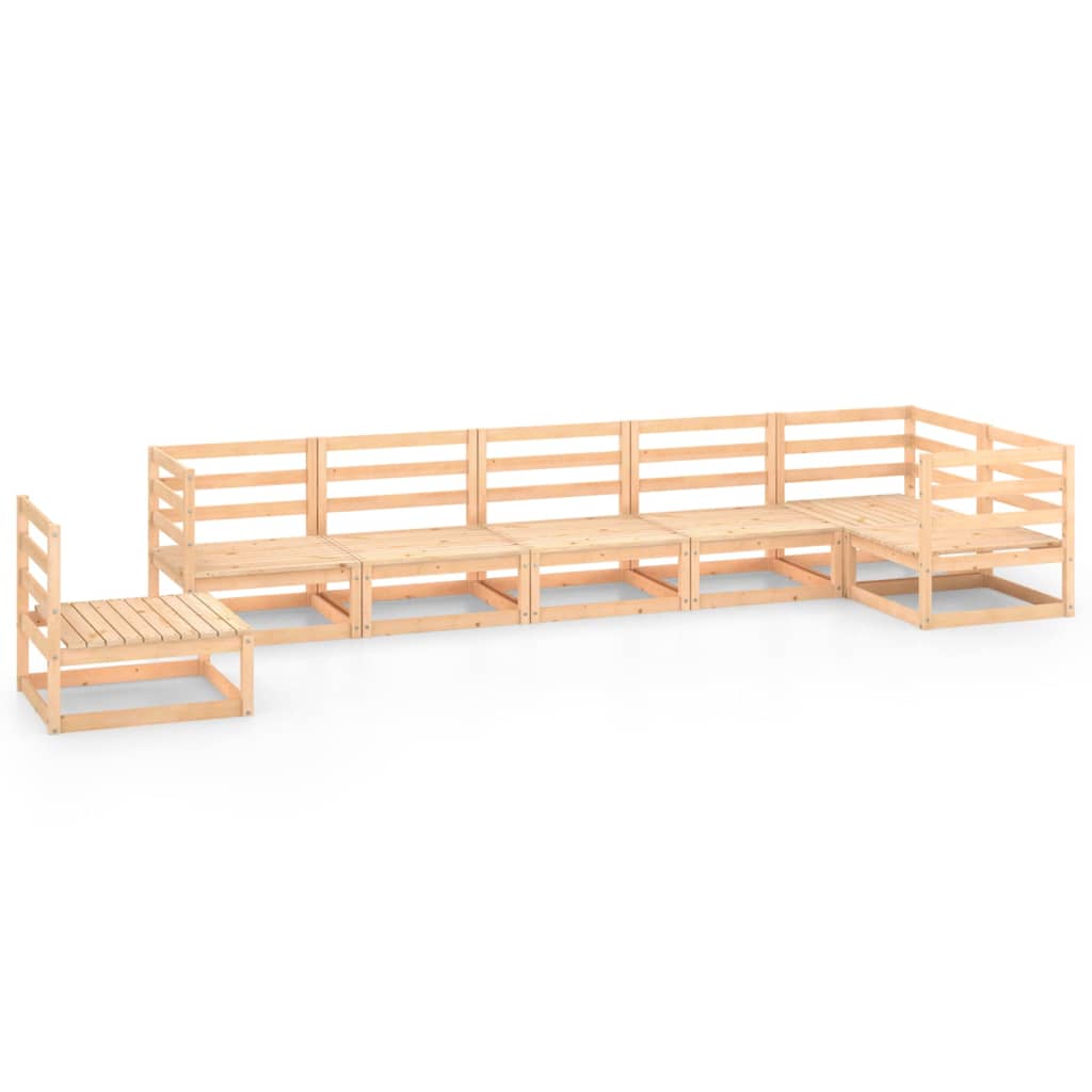 Set mobilier gradina 7 piese canapea cu fotoliu, vidaXL, Lemn masiv de pin, Maro miere