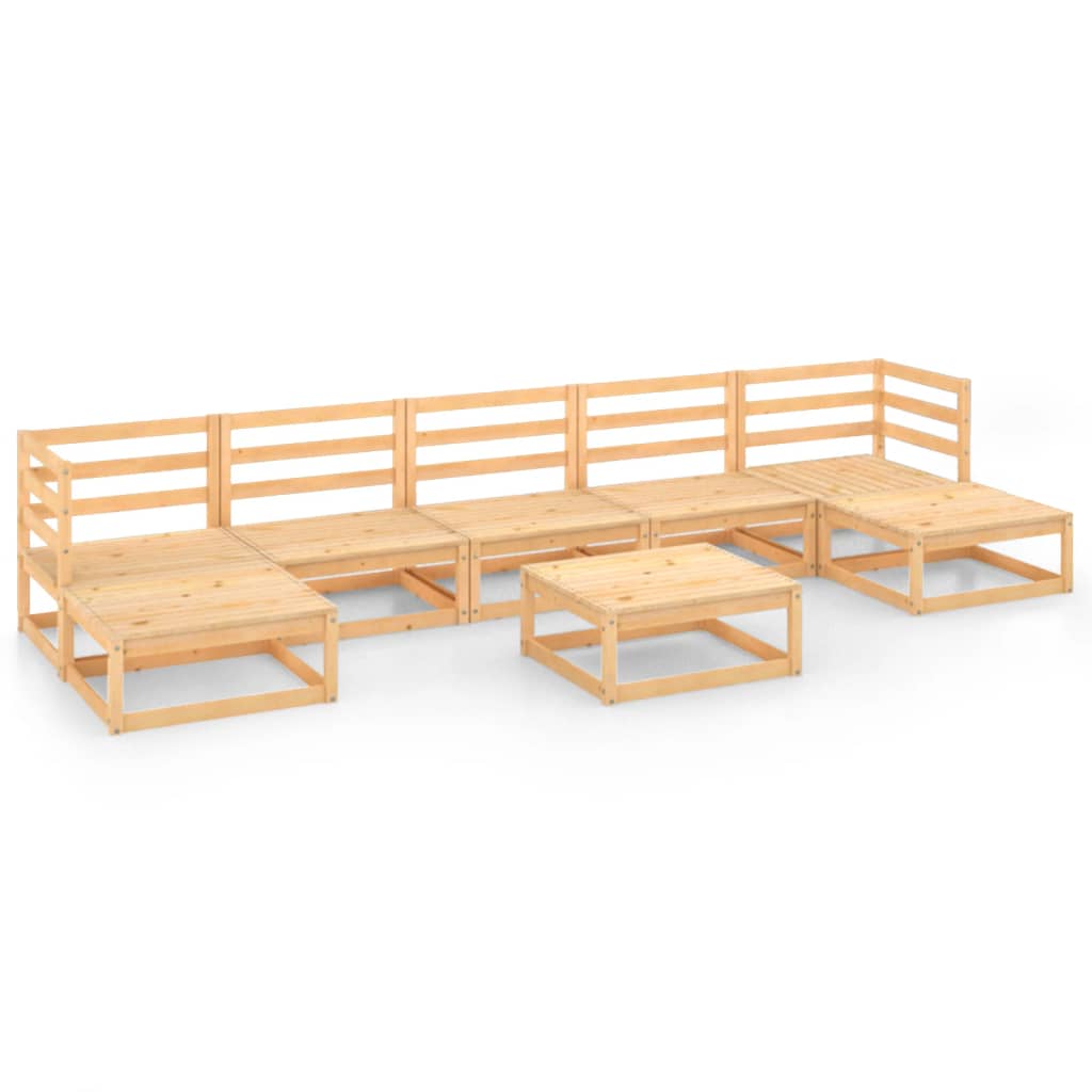 Set mobilier gradina 8 piese canapea U cu masuta, vidaXL, Lemn masiv de pin, Maro miere