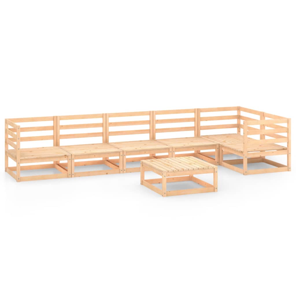 Set mobilier gradina 7 piese canapea cu masuta cafea, vidaXL, Lemn masiv de pin, Maro miere