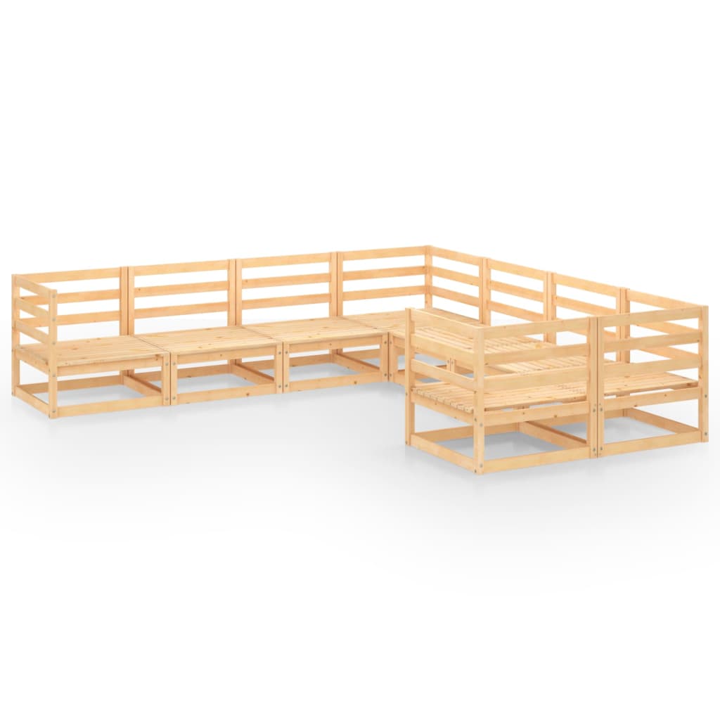 Set mobilier gradina 8 piese canapea L, vidaXL, Lemn masiv de pin, Maro miere