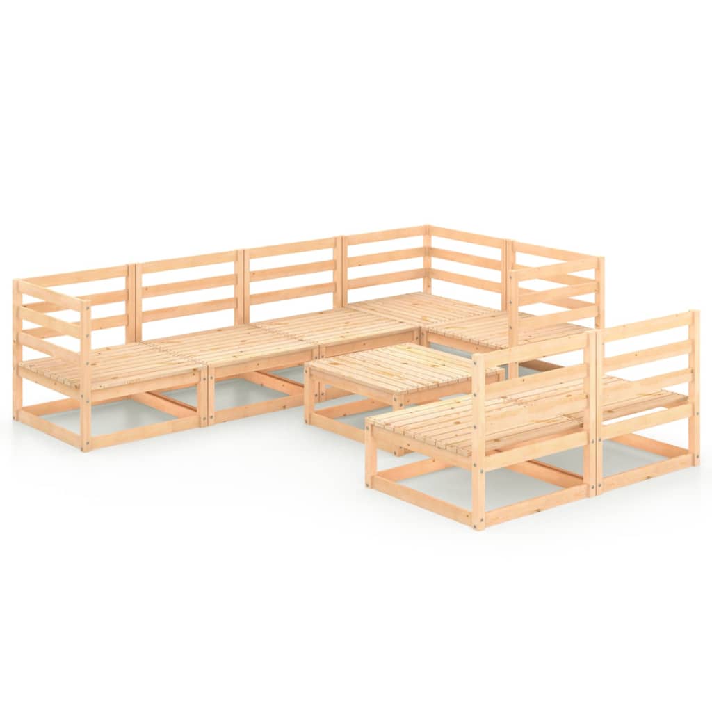 Set mobilier gradina 8 piese 2 canapele cu masuta, vidaXL, Lemn masiv de pin, Maro miere