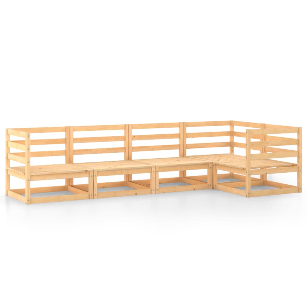 Set mobilier gradina 5 piese canapea, vidaXL, Lemn masiv de pin, Maro miere