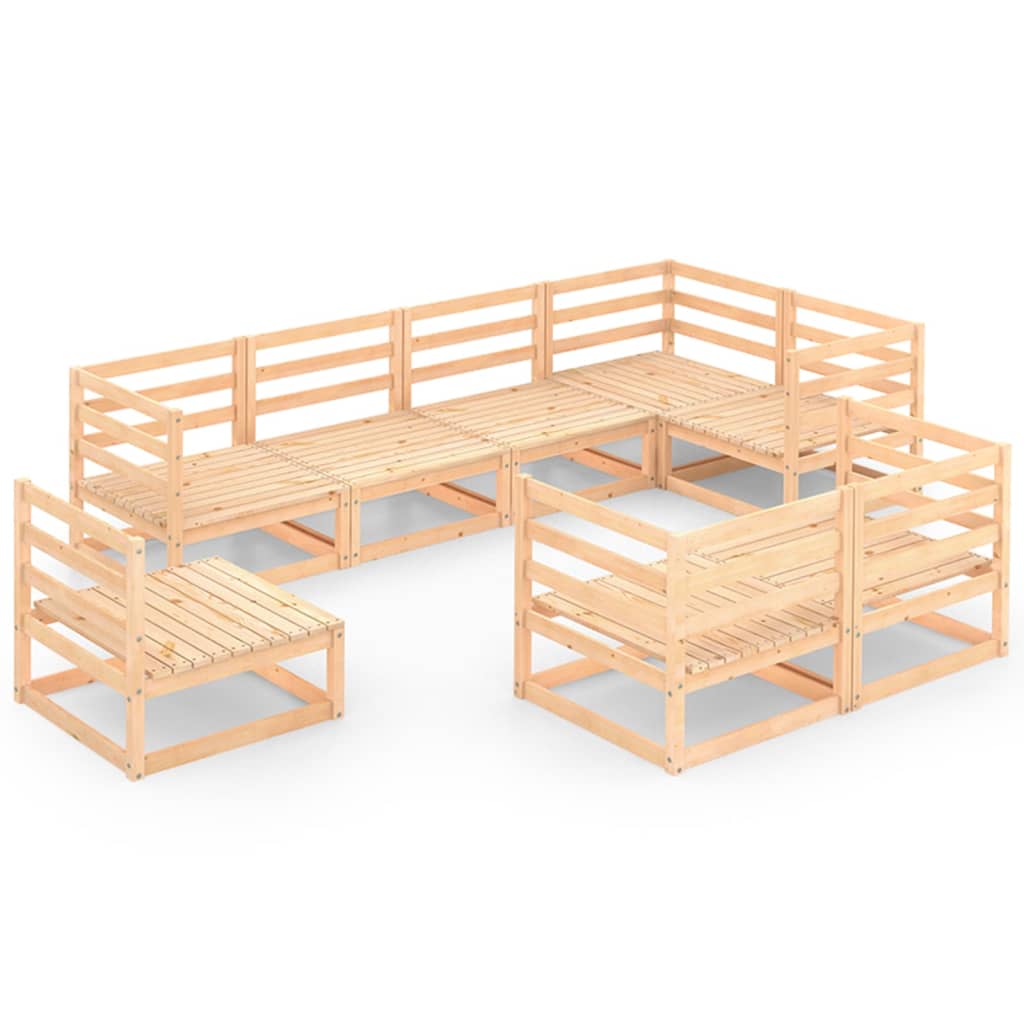 Set mobilier gradina 8 piese 2 canapele cu fotoliu, vidaXL, Lemn masiv de pin, Maro deschis