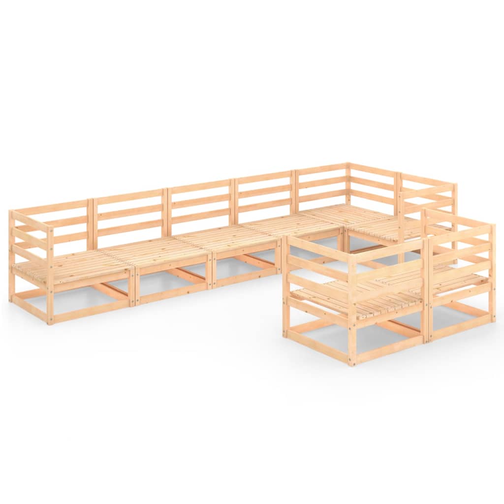 Set mobilier gradina 8 piese 2 canapele, vidaXL, Lemn masiv de pin, Maro deschis