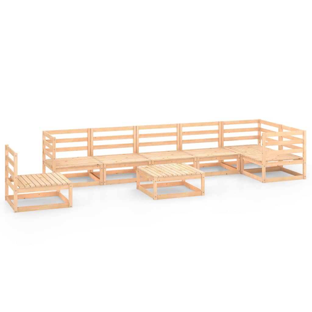 Set mobilier gradina 8 piese canapea cu fotoliu si masuta cafea, vidaXL, Lemn masiv de pin, Maro miere