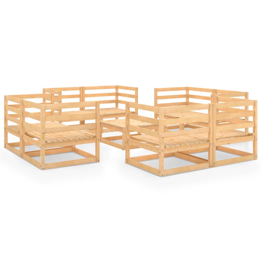 Set mobilier gradina 8 piese 4 canapele cu masuta, vidaXL, Lemn masiv de pin, Maro miere