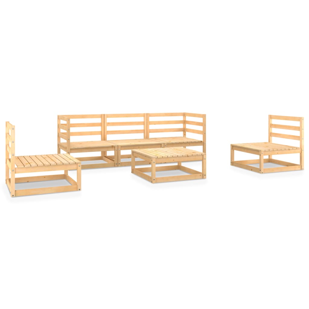 Set mobilier gradina 6 piese canapea 3 locuri cu fotolii si masuta cafea, vidaXL, Lemn masiv pin, Maro miere