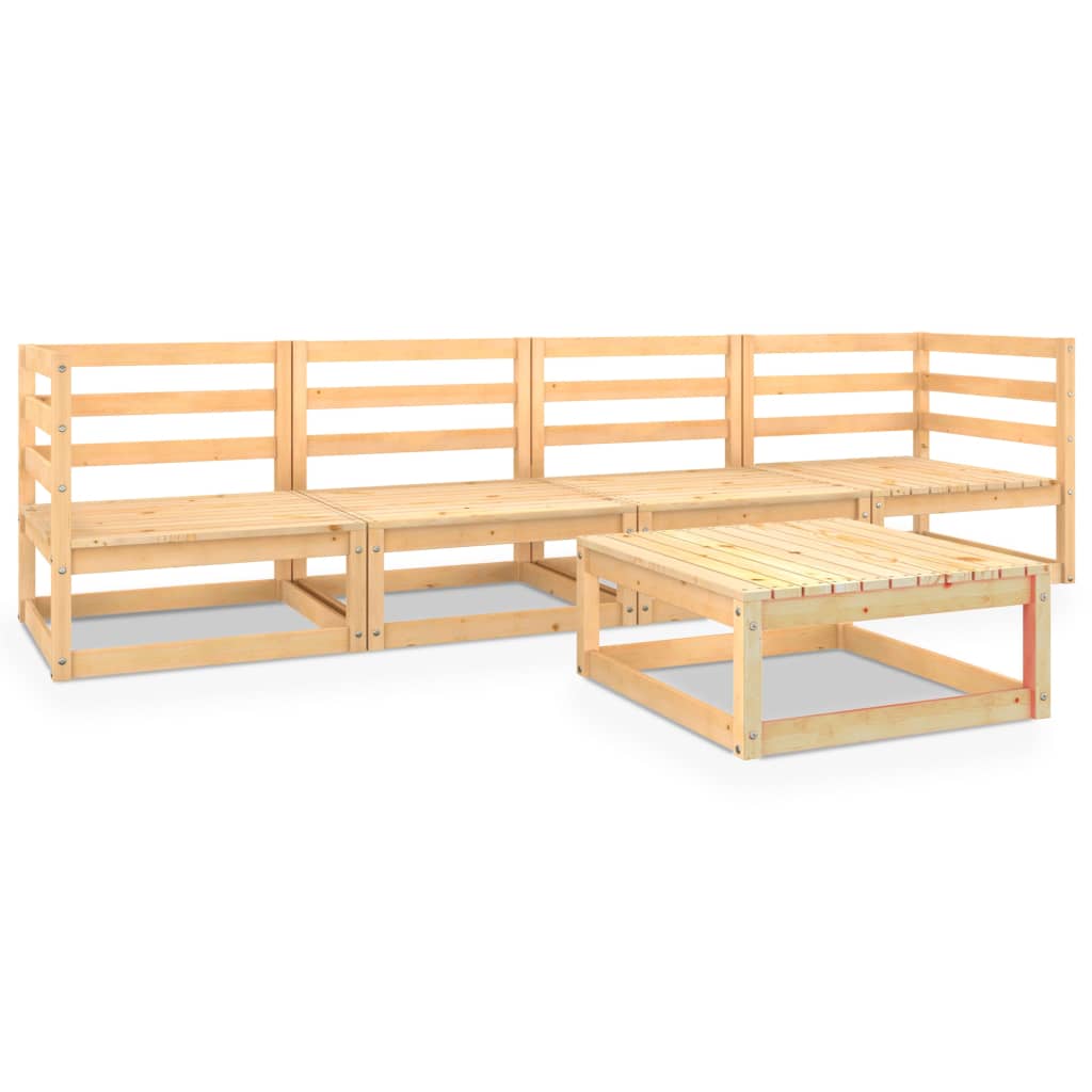 Set mobilier gradina 5 piese canapea cu masuta, vidaXL, Lemn masiv pin, Maro miere
