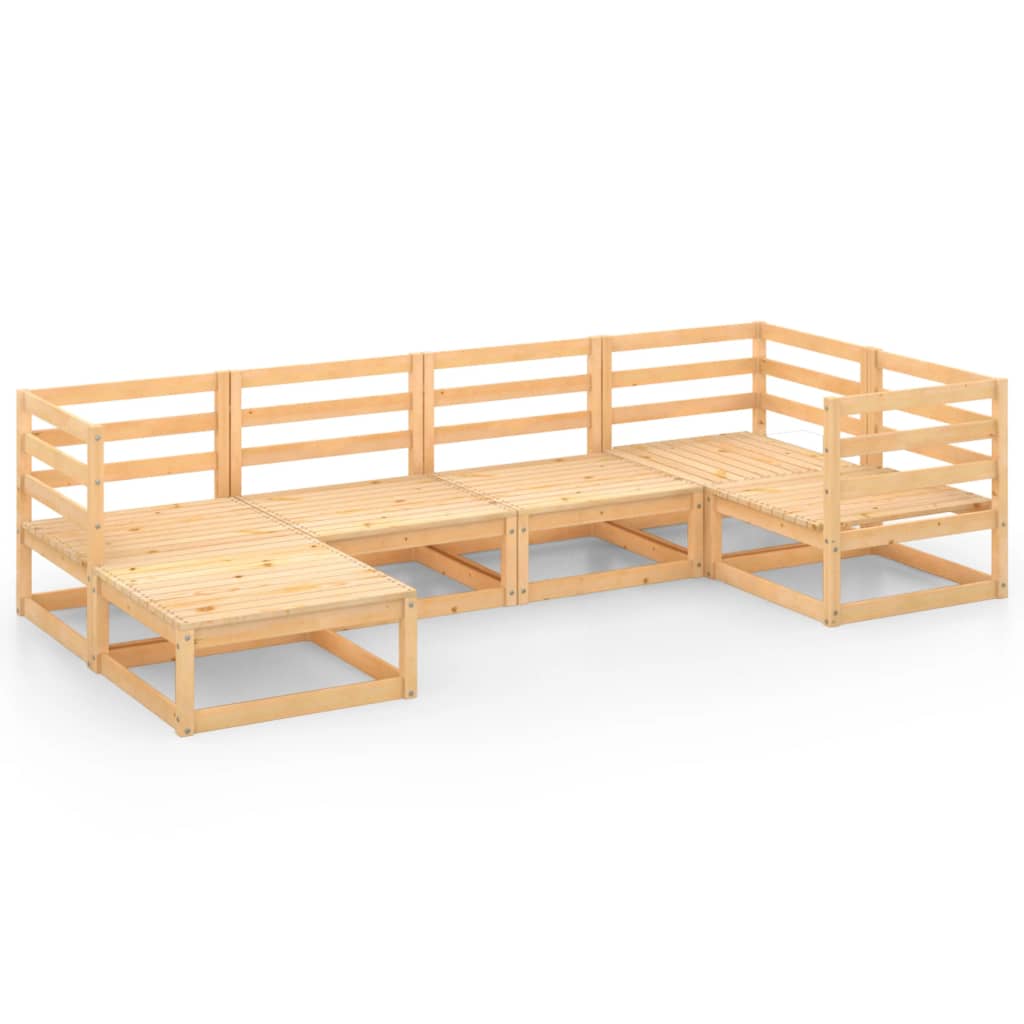 Set mobilier gradina 6 piese set canapea U, vidaXL, Lemn masiv de pin, Maro deschis