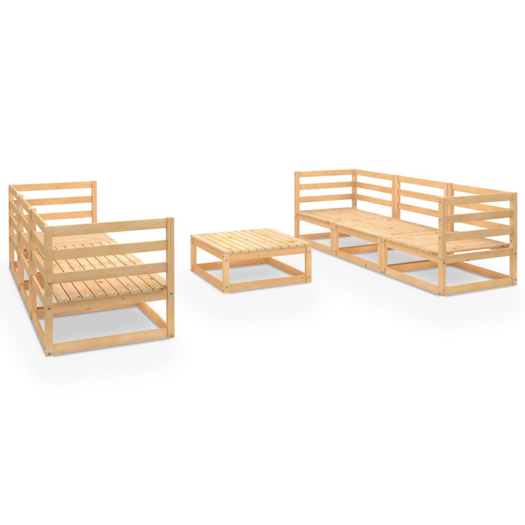 Set mobilier gradina 7 piese canapea cu masuta, vidaXL, Lemn masiv pin, Maro miere