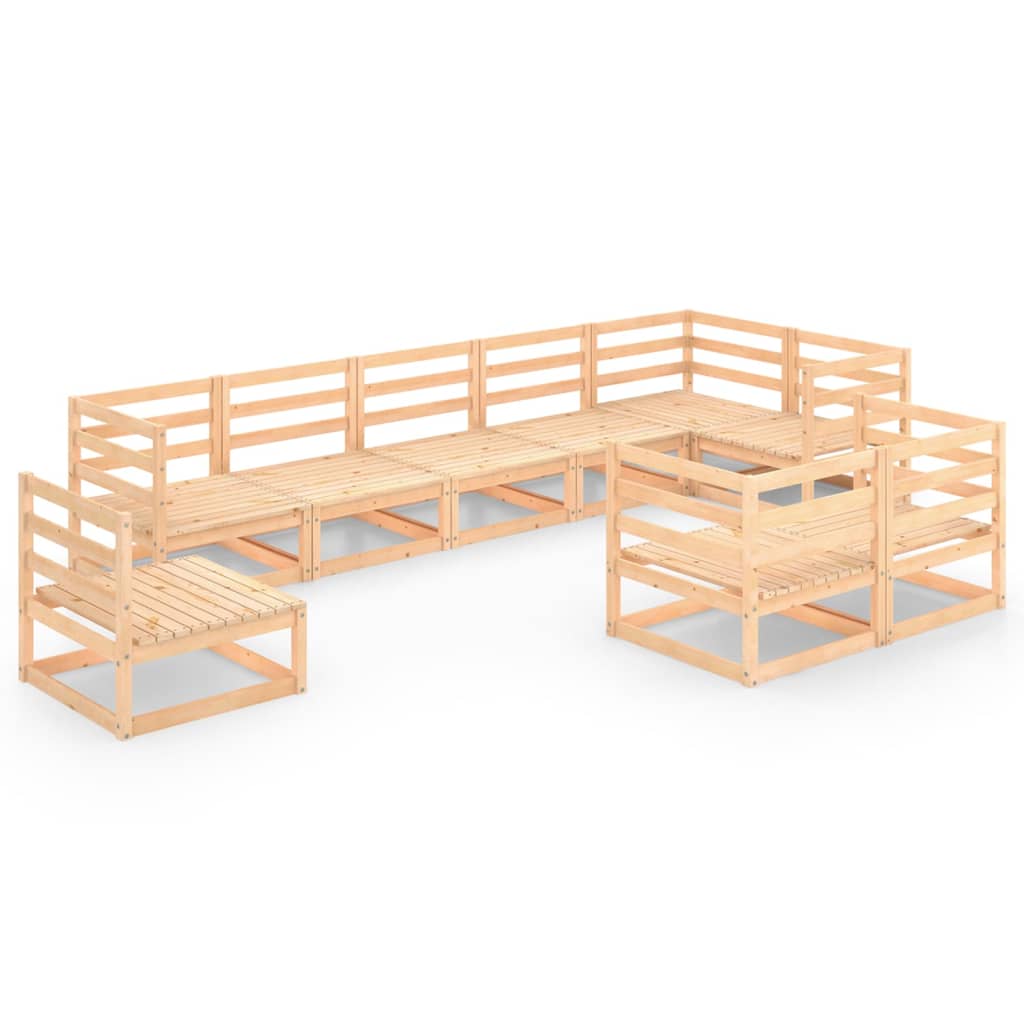Set mobilier gradina 9 piese 2 canapele si fotoliu, vidaXL, Lemn masiv de pin, Maro deschis