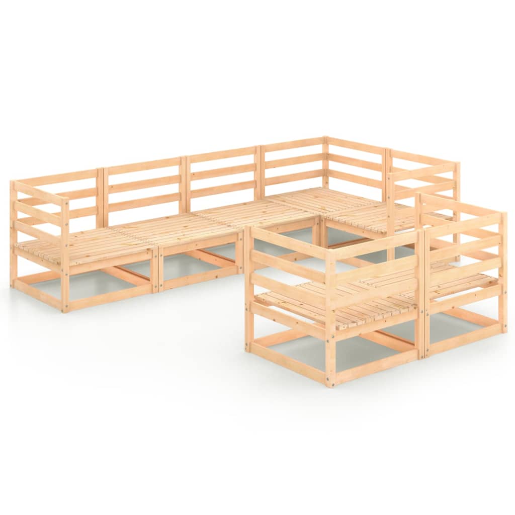 Set mobilier gradina 7 piese 2 canapele, vidaXL, Lemn masiv de pin, Maro miere