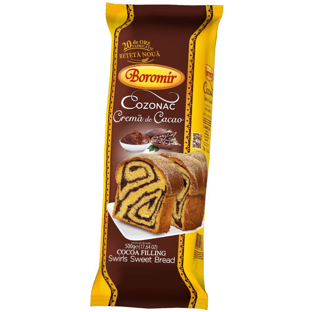 Cozonac Boromir cu Crema Cacao, 500 g
