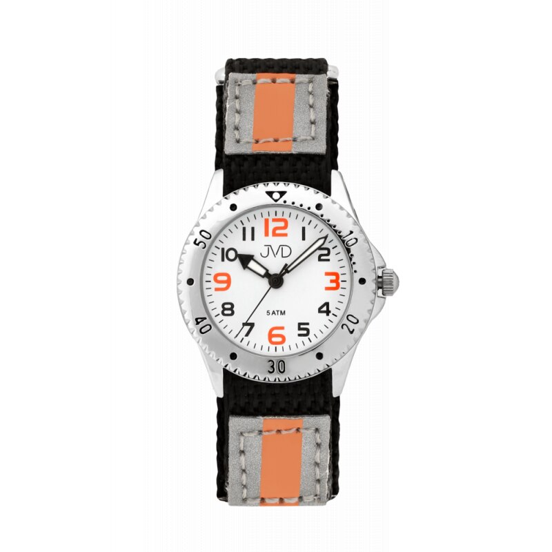 Ceas pentru copii JVD J7193.4, Plastic, Negru/Gri/Portocaliu