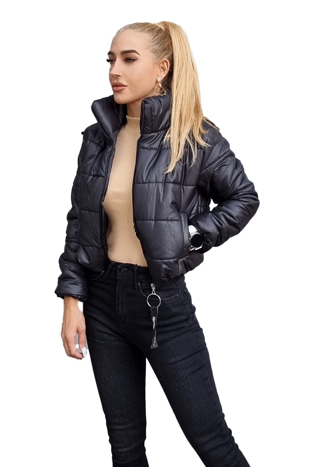 Geaca scurta de fas Pamela, Negru