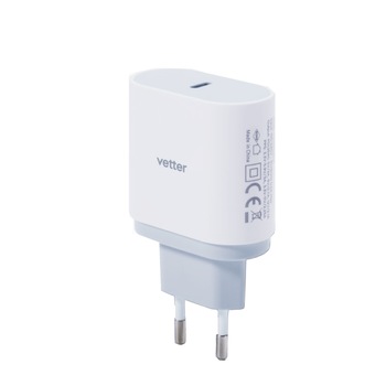 Incarcator Universal Travel Charger Vetter, Power Delivery, 25W, alb Incarcator Universal Travel Charger Vetter, Power Delivery, 25W, alb