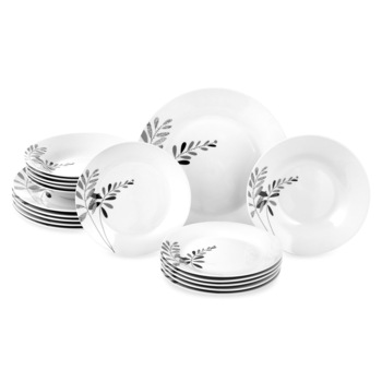 Set vesela, Floral, 18 piese, alb Set vesela, Floral, 18 piese, alb