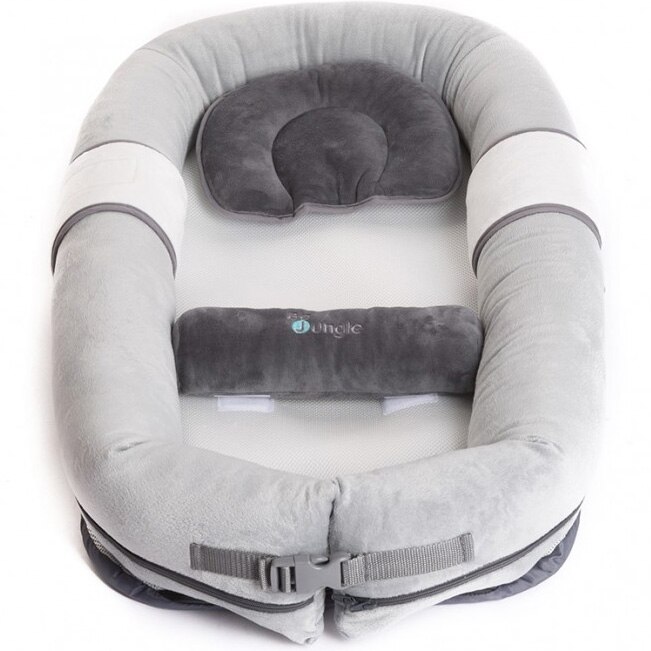 Cosulet bebelus pentru dormit reglabil cu suport cap si picioare Bo Jungle, Gri