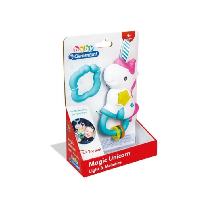 Unikornis bébi csörgő funkcióval - clementoni