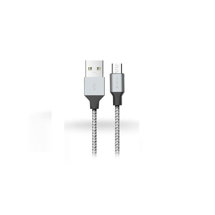 DEVIA 5325427 Devia ST325427 Tube Micro USB ezüst/fekete textil adatkábel